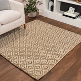 Hira Hand Woven Diamond Chunky Jute Area Rug
