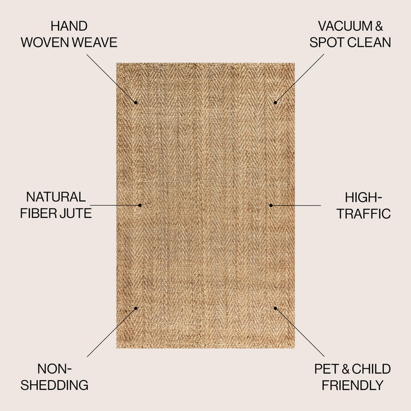 Espina Hand Woven Herringbone Chunky Jute Area Rug