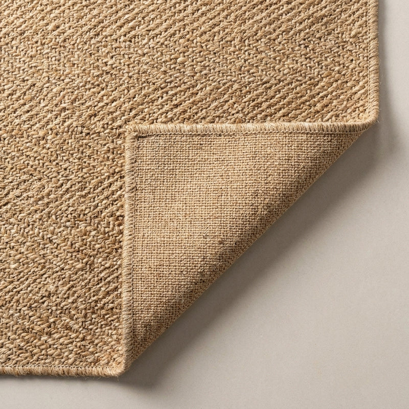 Espina Hand Woven Herringbone Chunky Jute Area Rug Natural / Square / 5' Square – BACK