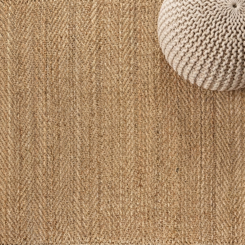 Espina Hand Woven Herringbone Chunky Jute Area Rug Natural / Square / 5' Square – DETAIL