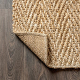 Espina Hand Woven Herringbone Chunky Jute Area Rug Ivory / Runner / 2'2" X 8' – BACK