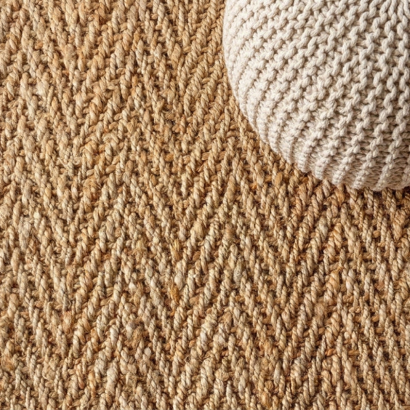 Espina Hand Woven Herringbone Chunky Jute Area Rug Ivory / Runner / 2'2" X 8' – DETAIL