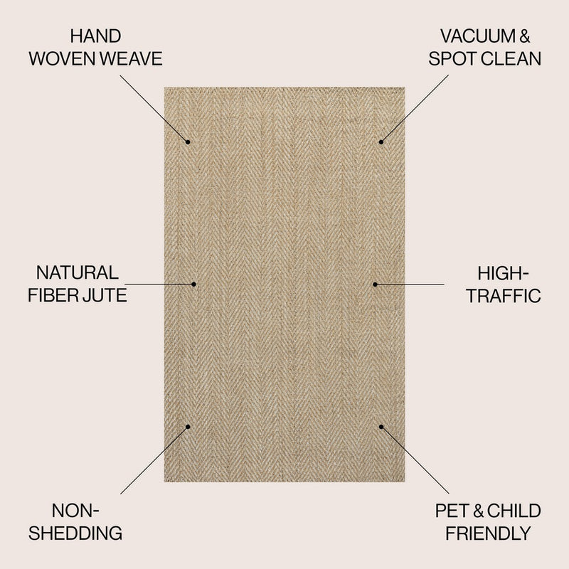Espina Hand Woven Herringbone Chunky Jute Area Rug