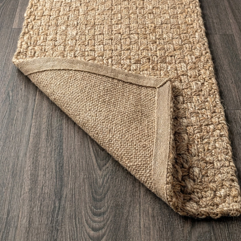 Estera Hand Woven Boucle Chunky Jute Area Rug Natural / Runner / 2'2" X 8' – BACK