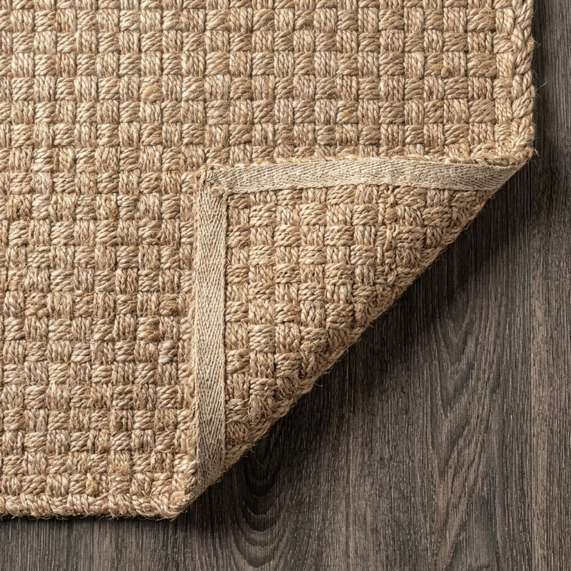 Estera Hand Woven Boucle Chunky Jute Area Rug Natural / Square / 5' Square – BACK