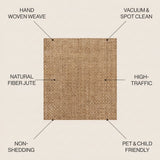 Estera Hand Woven Boucle Chunky Jute Area Rug Natural / Square / 5' Square – ICONS