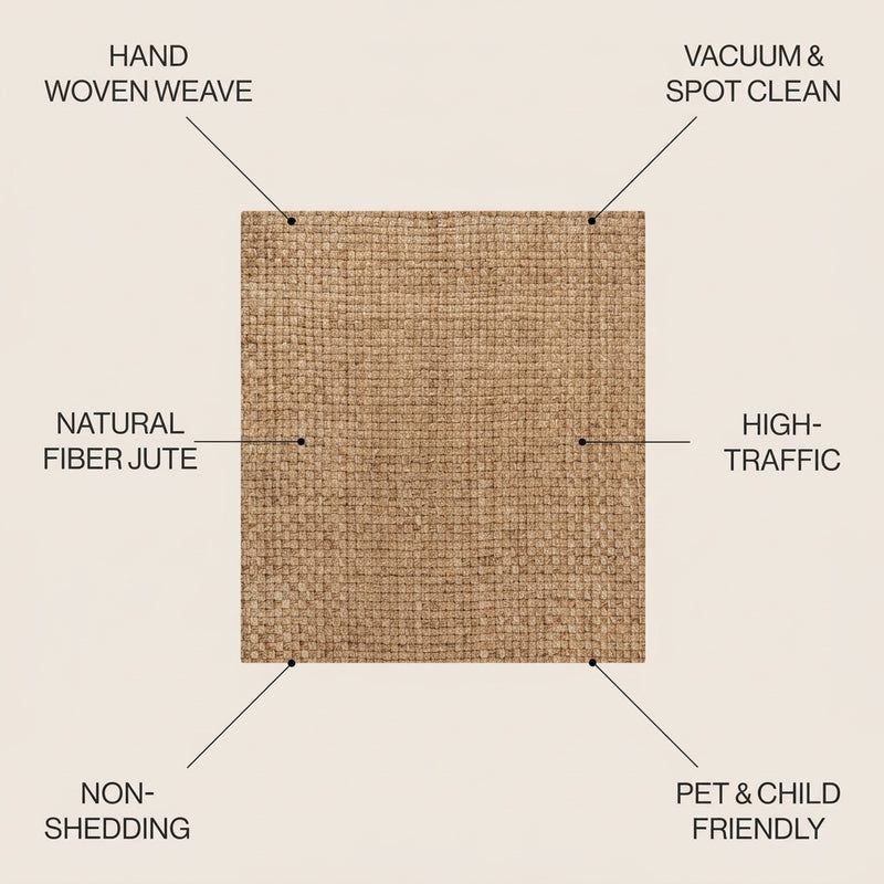 Estera Hand Woven Boucle Chunky Jute Area Rug Natural / Square / 5' Square – ICONS