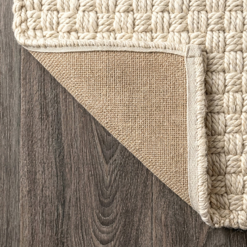 Estera Hand Woven Boucle Chunky Jute Area Rug Ivory / Runner / 2'2" X 8' – BACK