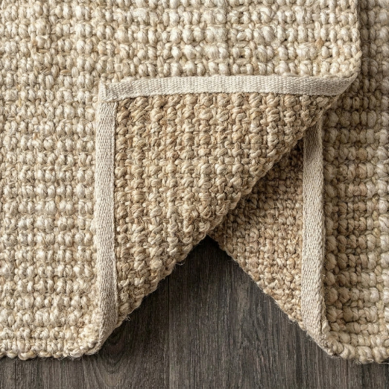 Hiro Hand Woven Chunky Jute Area Rug Ivory / Runner / 2'2" X 8' – BACK