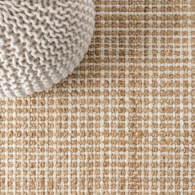 Hiro Hand Woven Chunky Jute Area Rug Ivory / Square / 5' Square – DETAIL