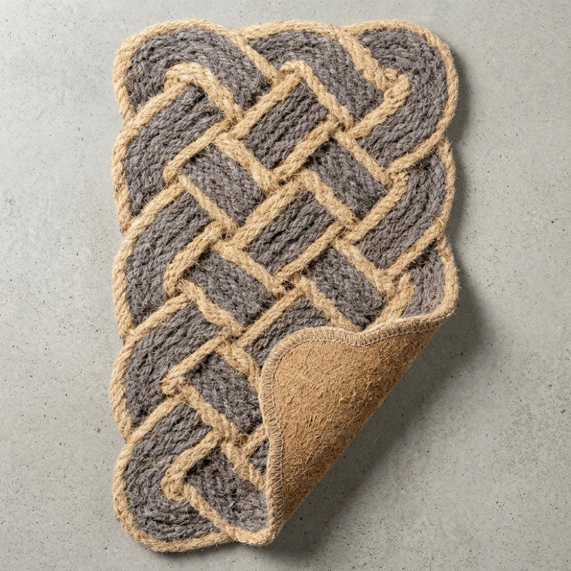 Maeve Classic Coastal Scalloped Basketweave Coir Mat Lilac Gray/Bleach / Rectangle / 18" X 30" – BACK