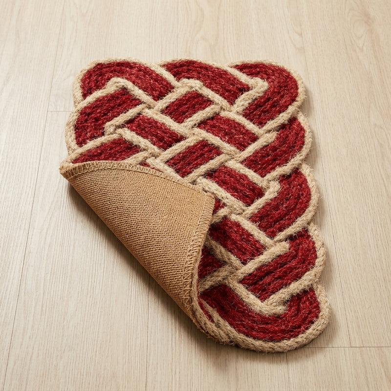 Maeve Classic Coastal Scalloped Basketweave Coir Mat Red/Bleach / Rectangle / 18" X 30" – BACK