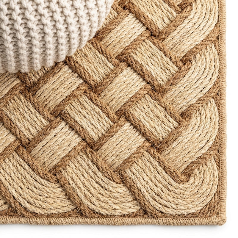Maeve Classic Coastal Scalloped Basketweave Coir Mat Bleach/Natural / Rectangle / 18" X 30" – DETAIL