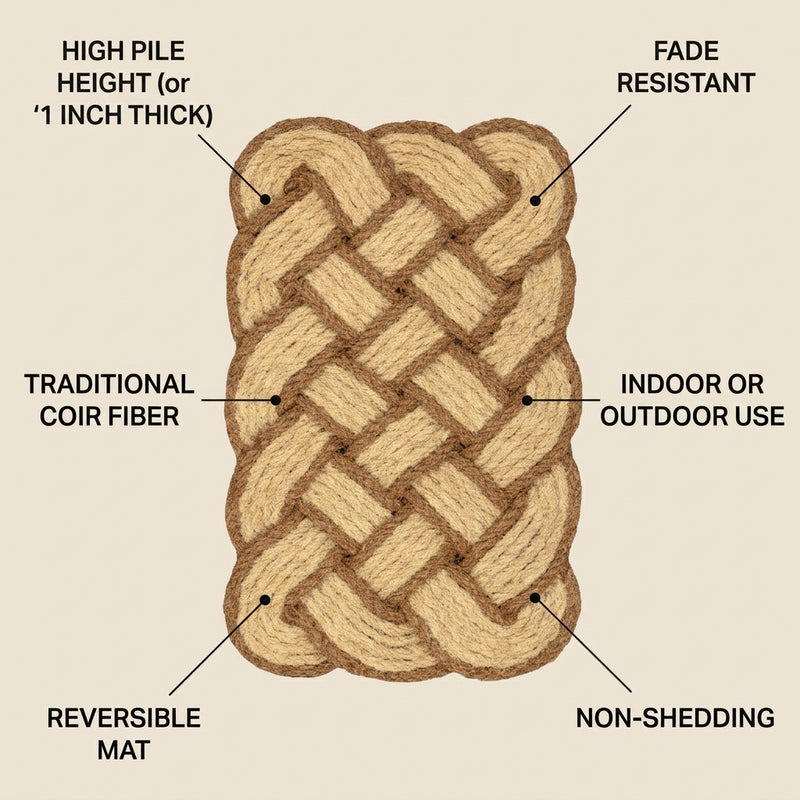 Maeve Classic Coastal Scalloped Basketweave Coir Mat Bleach/Natural / Rectangle / 18" X 30" – ICONS