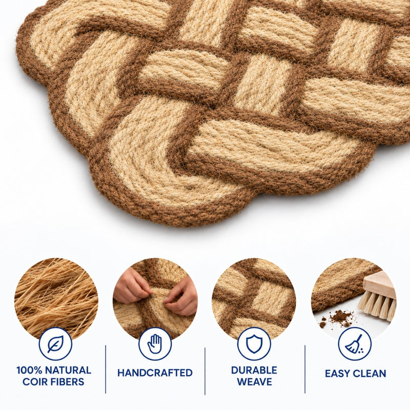 Maeve Classic Coastal Scalloped Basketweave Coir Mat