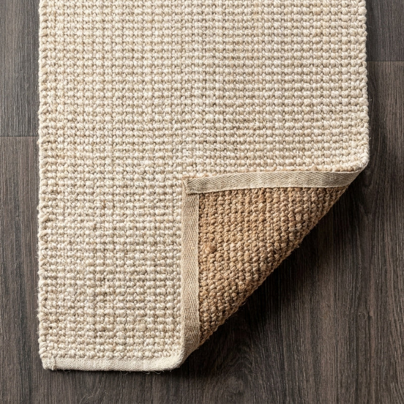 Pata Hand Woven Chunky Jute Area Rug Light Ivory / Runner / 2' X 12' – BACK