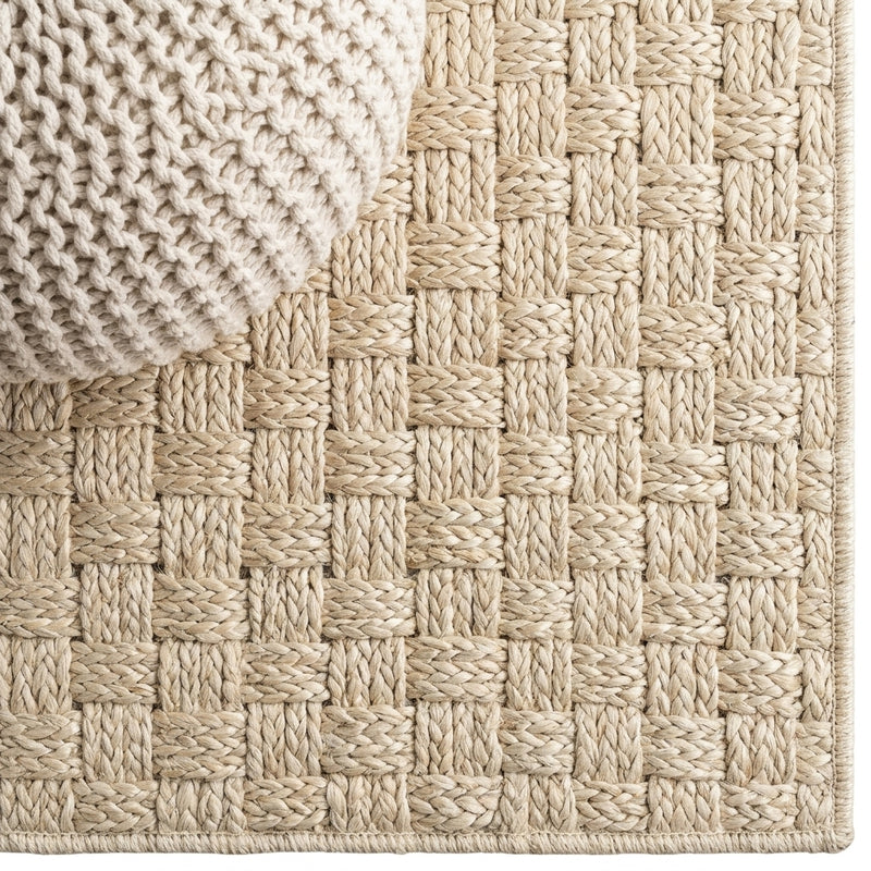 Pata Hand Woven Chunky Jute Area Rug Light Ivory / Square / 5' Square – DETAIL