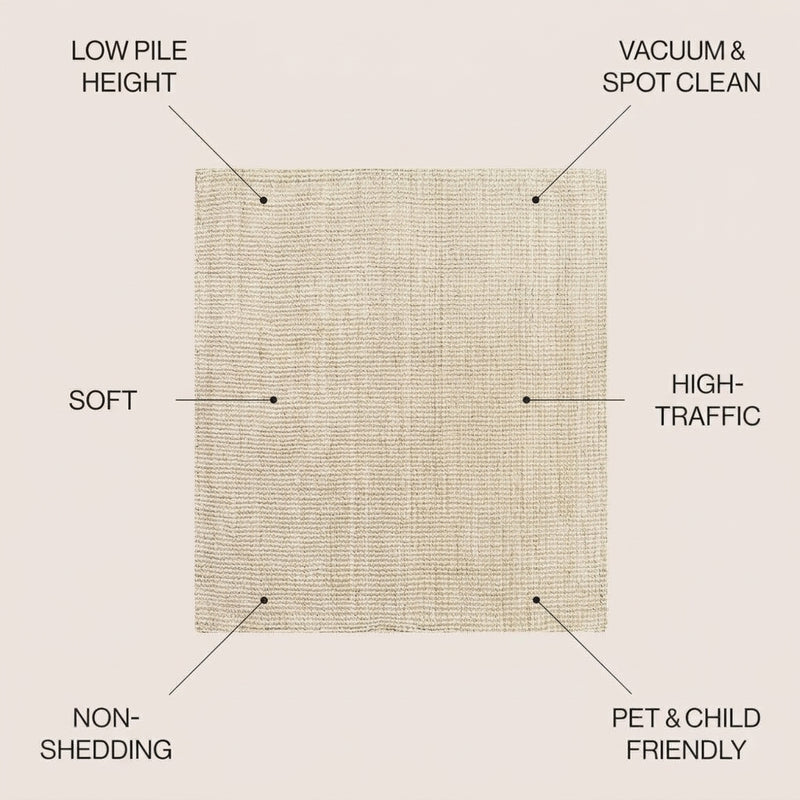 Pata Hand Woven Chunky Jute Area Rug Light Ivory / Square / 5' Square – ICONS