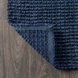 Pata Hand Woven Chunky Jute Area Rug Navy / Runner / 2' X 12' – BACK