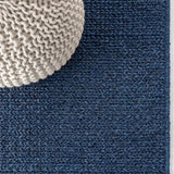 Pata Hand Woven Chunky Jute Area Rug Navy / Runner / 2' X 12' – DETAIL
