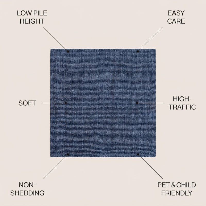 Pata Hand Woven Chunky Jute Area Rug Navy / Square / 5' Square – ICONS