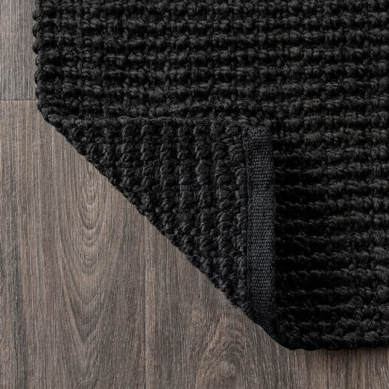 Pata Hand Woven Chunky Jute Area Rug Black / Runner / 2'2" X 8' – BACK