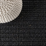 Pata Hand Woven Chunky Jute Area Rug Black / Runner / 2'2" X 8' – DETAIL