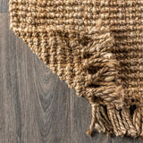 Pata Hand Woven Chunky Jute With Fringe Area Rug - JONATHAN Y