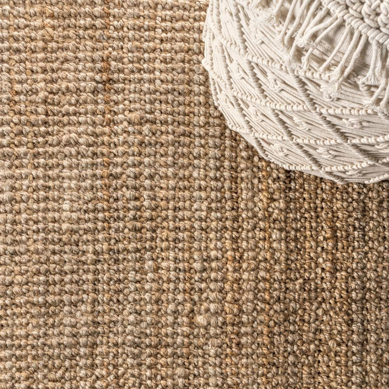 Pata Hand Woven Chunky Jute With Fringe Area Rug - JONATHAN Y