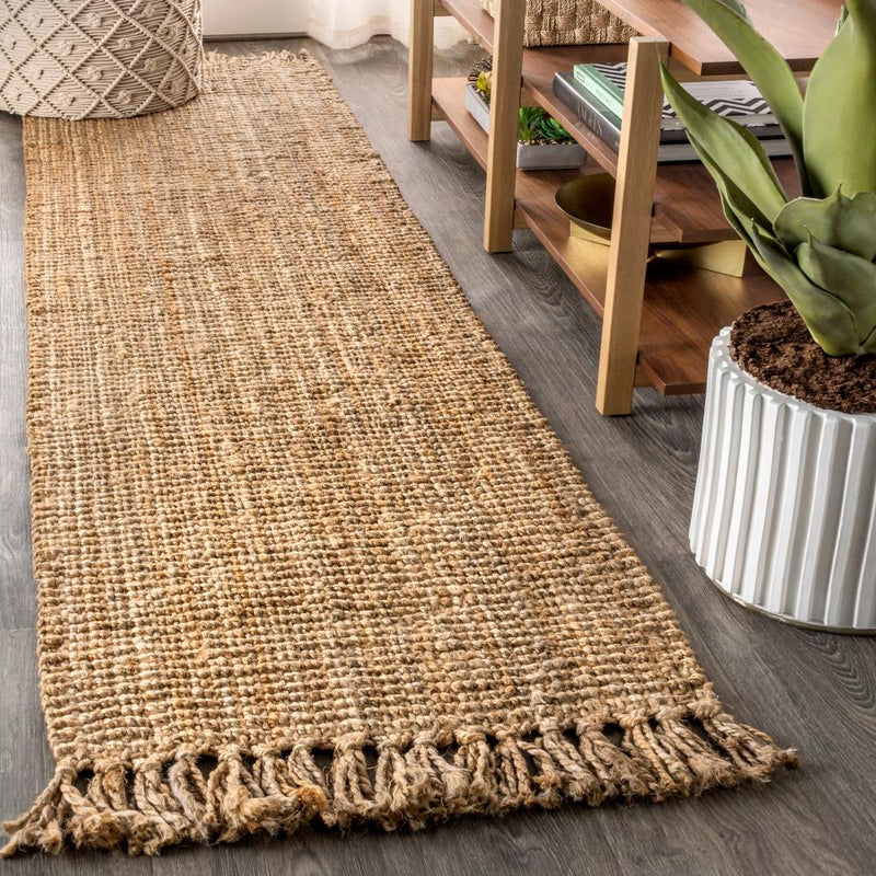 Pata Hand Woven Chunky Jute With Fringe Area Rug - JONATHAN Y