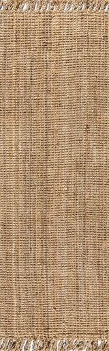 Pata Hand Woven Chunky Jute With Fringe Area Rug