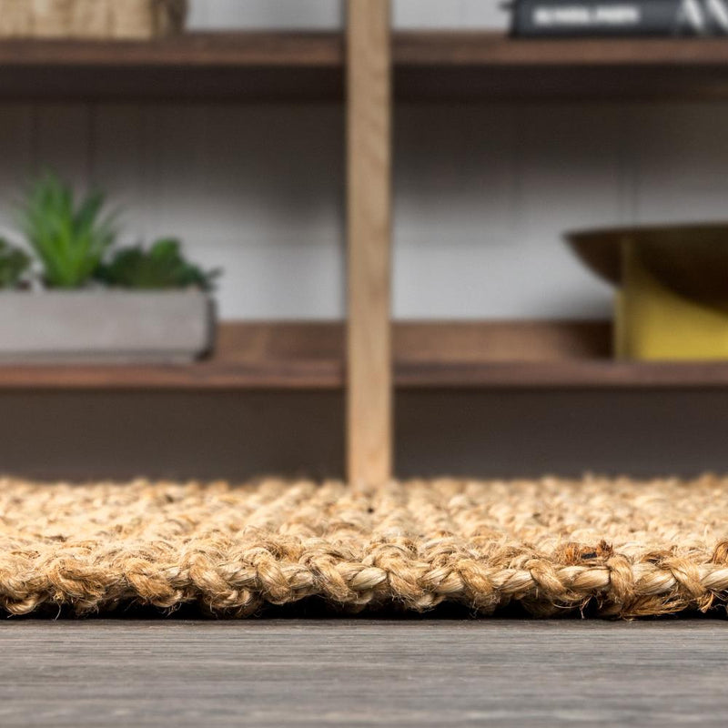 Pata Hand Woven Chunky Jute With Fringe Area Rug - JONATHAN Y