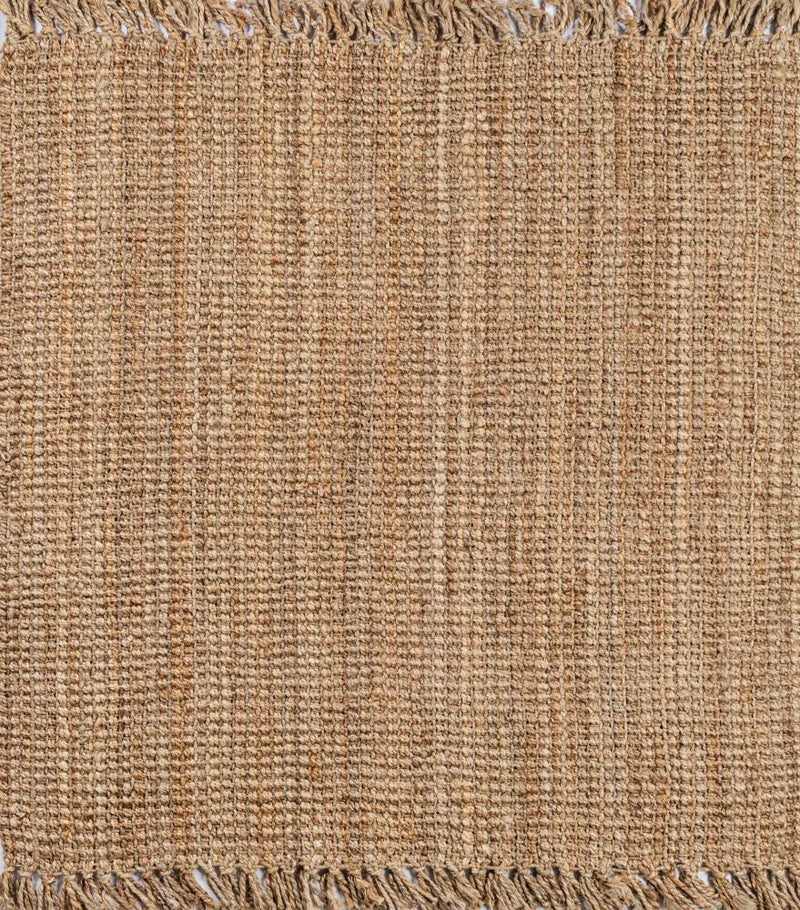 Pata Hand Woven Chunky Jute With Fringe Area Rug
