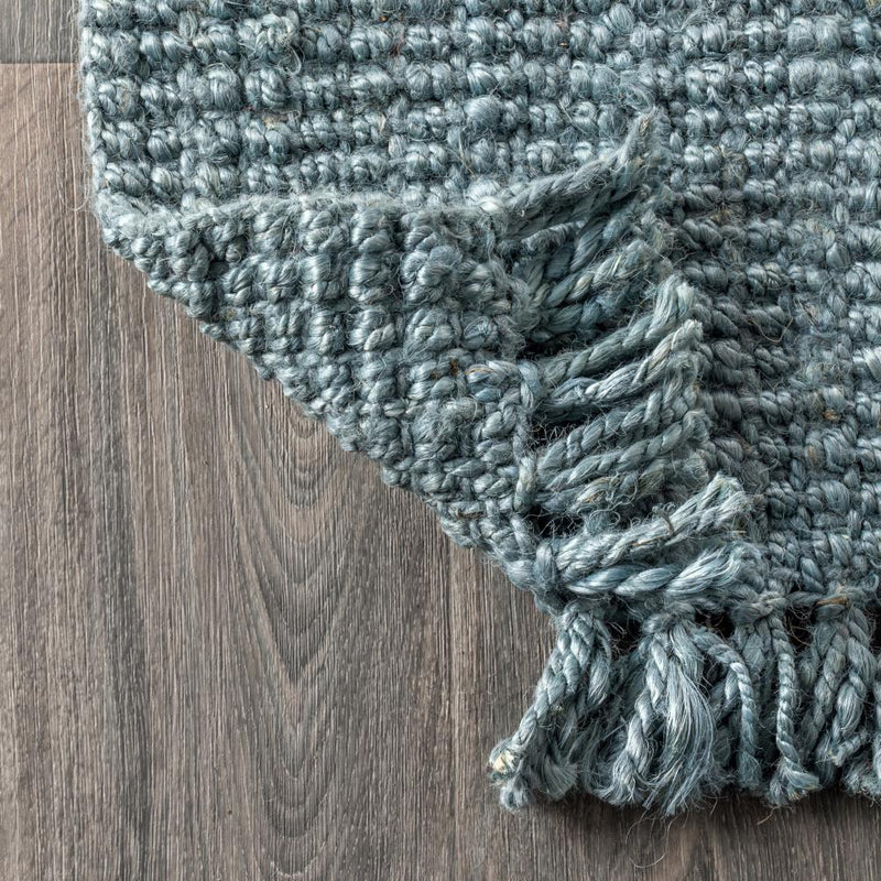 Pata Hand Woven Chunky Jute With Fringe Area Rug