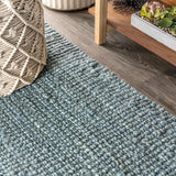 Pata Hand Woven Chunky Jute With Fringe Area Rug