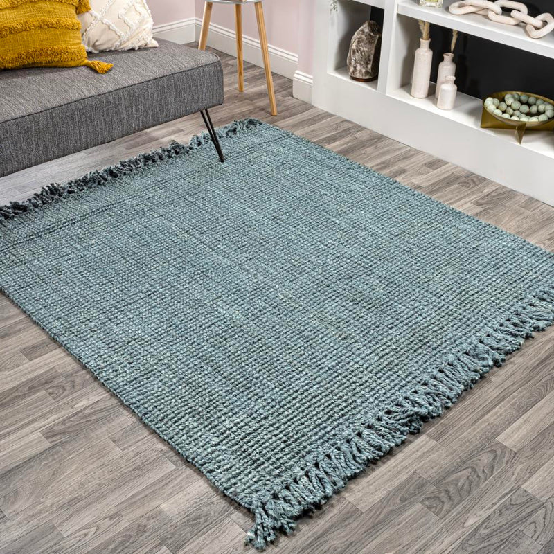 Pata Hand Woven Chunky Jute With Fringe Area Rug