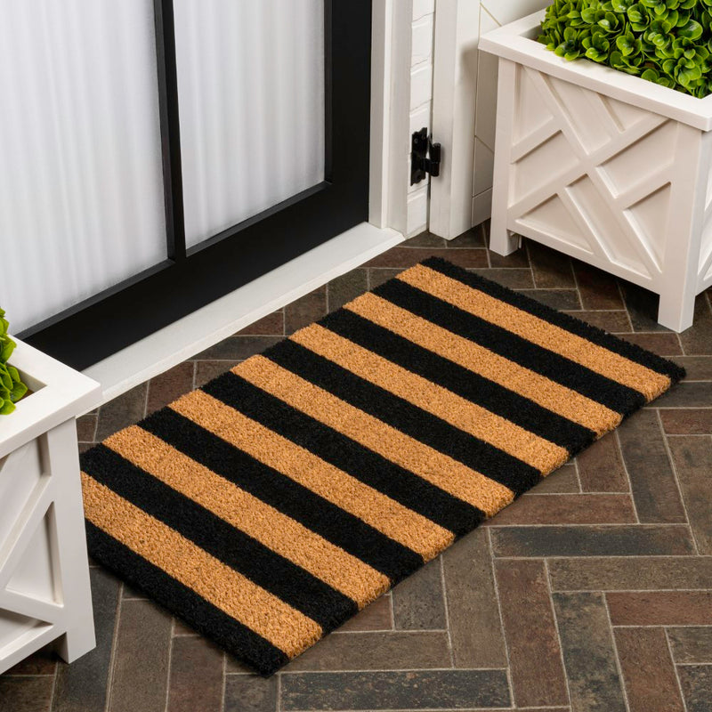 Sutton Modern Coastal Striped Coir Area Rug
