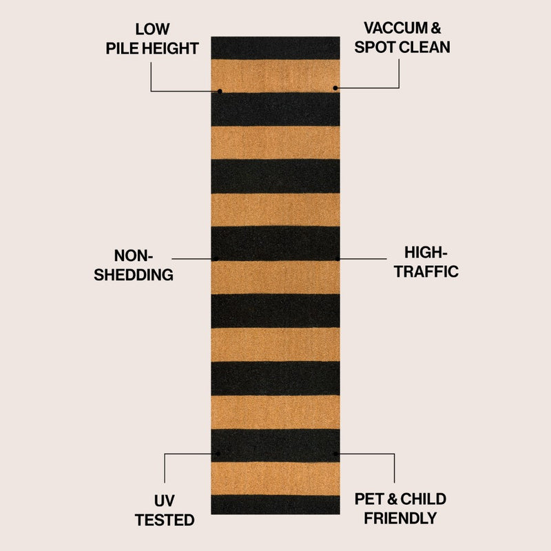 Sutton Modern Coastal Striped Coir Area Rug