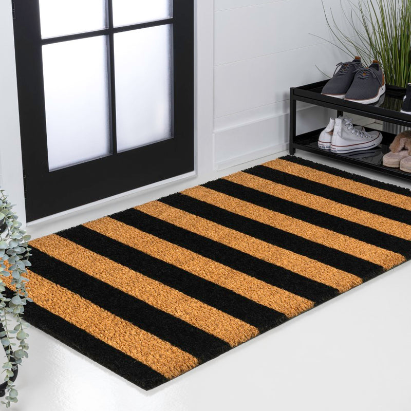 Sutton Modern Coastal Striped Coir Area Rug