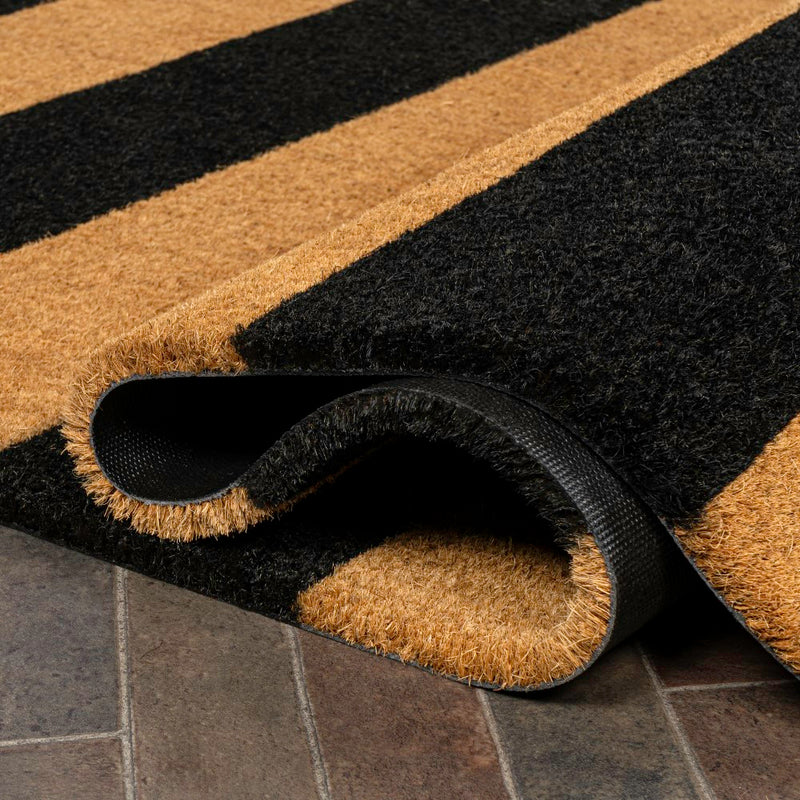 Sutton Modern Coastal Striped Coir Area Rug