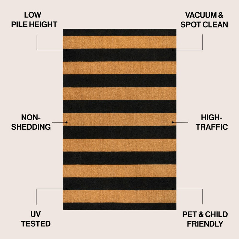 Sutton Modern Coastal Striped Coir Area Rug
