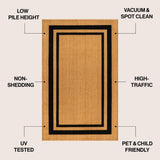 Blaire Modern Classic Double Border Coir Area Rug