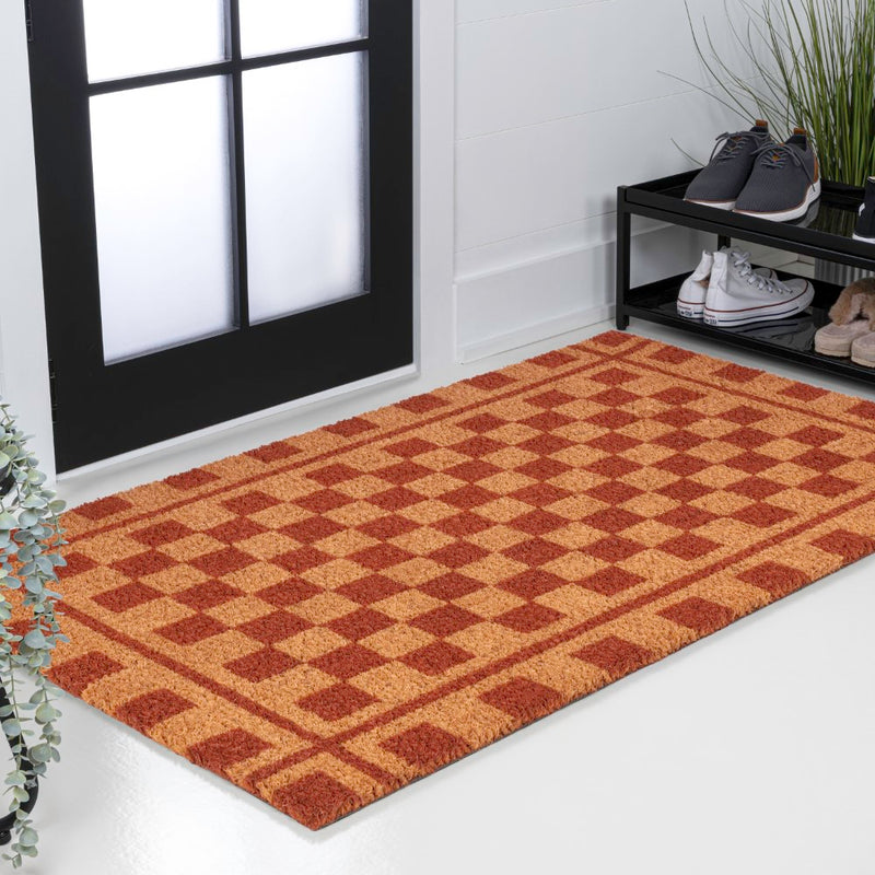 Harper Classic Farmhouse Checkerboard Coir Area Rug