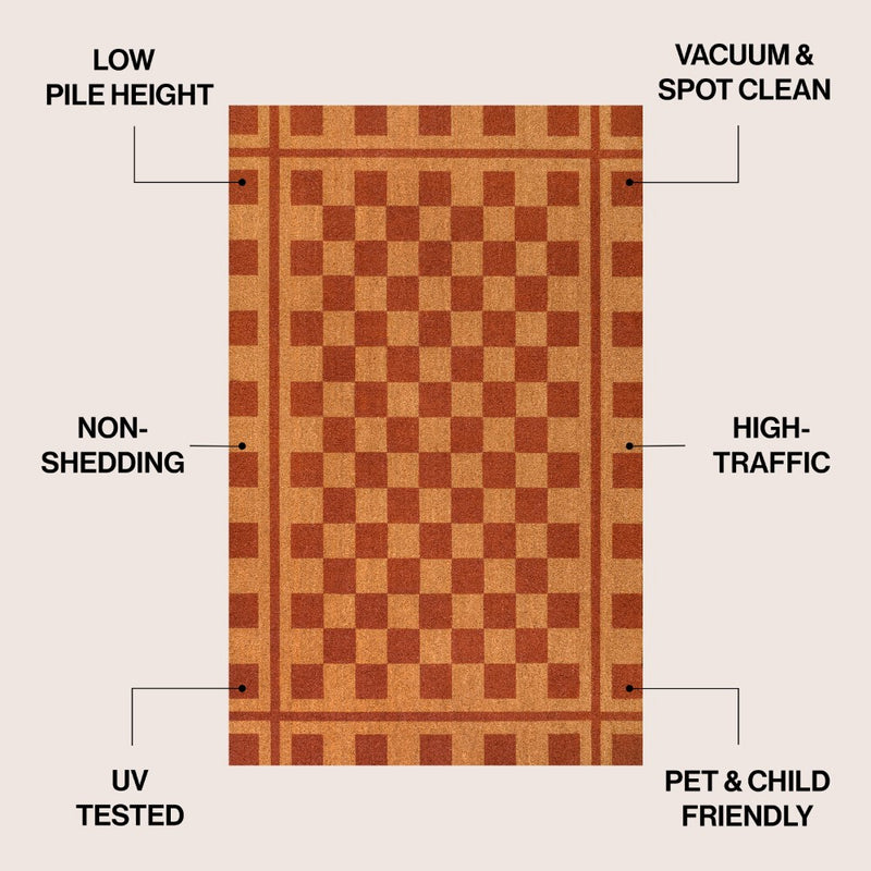 Harper Classic Farmhouse Checkerboard Coir Area Rug