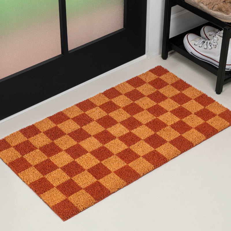 Porter Classic Farmhouse Checkered Coir Area Rug