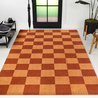 Porter Classic Farmhouse Checkered Coir Area Rug