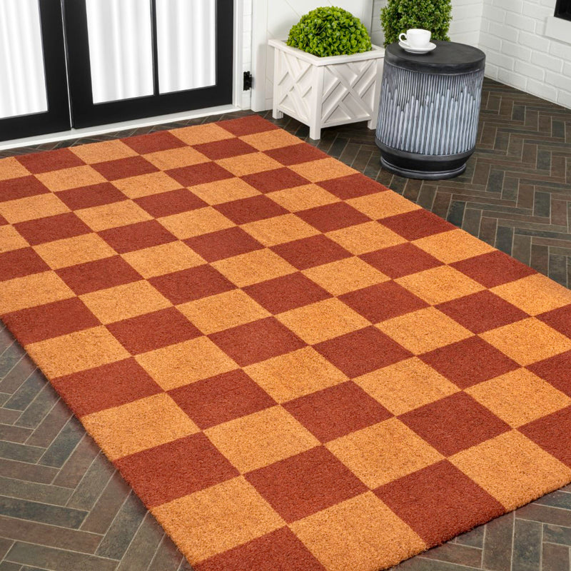 Porter Classic Farmhouse Checkered Coir Area Rug