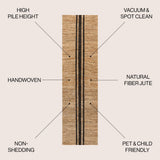 Olivier Rustic Beach House Wide Ticking Stripe Jute Area Rug
