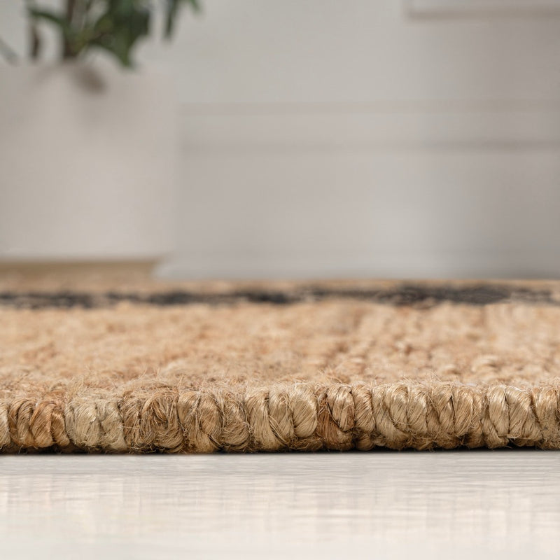 Olivier Rustic Beach House Wide Ticking Stripe Jute Area Rug