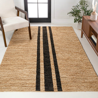 Olivier Rustic Beach House Wide Ticking Stripe Jute Area Rug